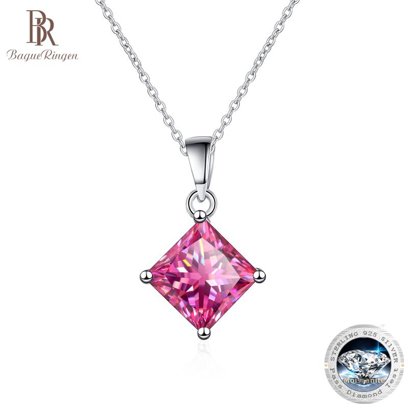 Bague Ringen Настоящий 1 или 2CT муассанит с бриллиантом, ожерелье, ожерелье из стерлингового серебра S925, сверкающее обручальное свадебное кулон, ювелирные изделия