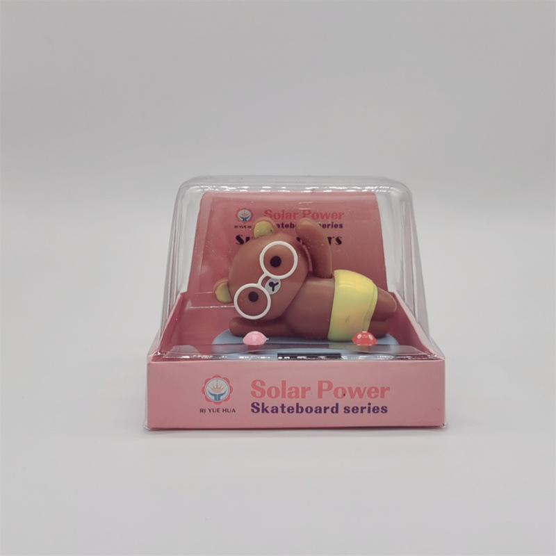 Rilakkuma Фигурки Действия Новая Милая Кивающая Расслабленная Кукла-Медведь Модель Автомобиля Украшение на Солнечной Энергии Домашний Декор Классические Игрушки для Детей Подарок