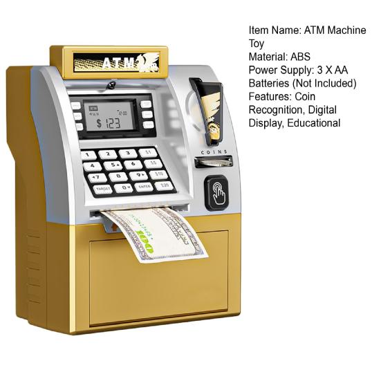 Yousheng Kids ATM Piggy Bank Toy с картой, электронными деньгами, монетами, сберегательной копилкой, обучающим автоматическим банкоматом с паролем, для малышей, мальчиков и девочек, подарок