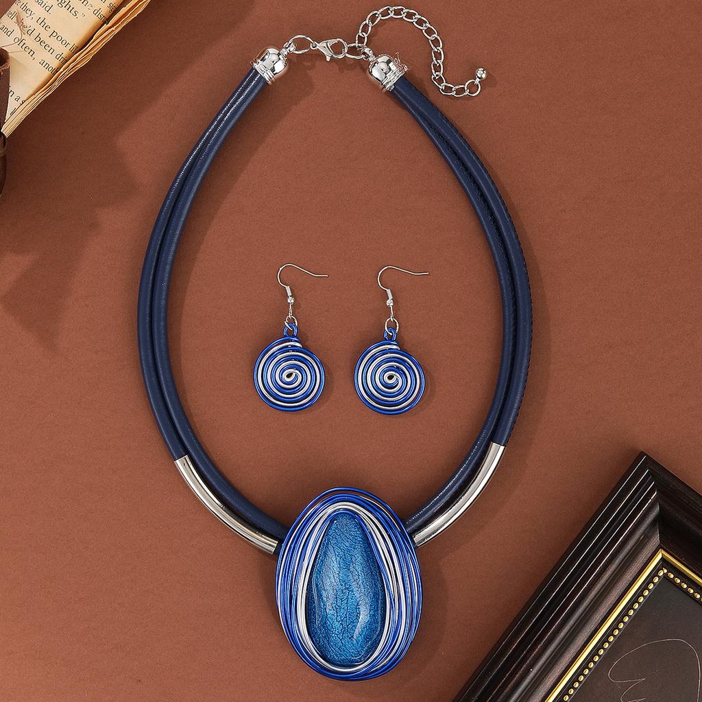 Colorful Crystal Oval Shape Necklace Earrings for Women Party Statement Jewelry Gifts
