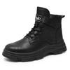 Модные мужские байкерские ботинки, новые повседневные кожаные ботинки в британском стиле с толстой подошвой, модные износостойкие нескользящие мужские ботинки в взрывном стиле