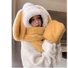 Thicken Plush Scarf Hat Gloves Set Keep Warm Plush Scarf Cute Hooded Scarf  Women Girls