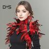 Faux Feather Shawl Shoulder Wrap Cape Soft Adjustable Retro Gothic Collar Cosplay Party Stage Performance Faux Feather Scarf Dancer Costume