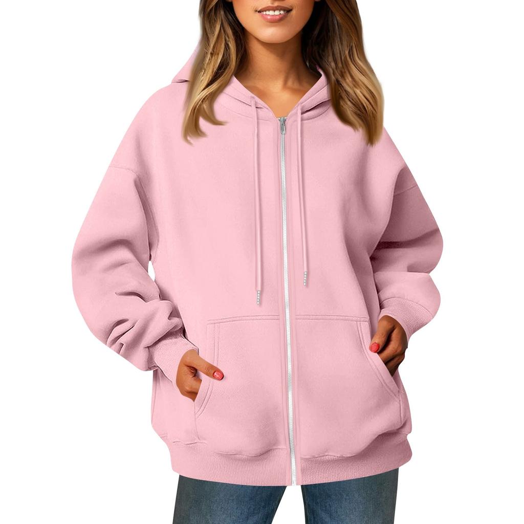 Женская повседневная модная однотонная куртка с длинными рукавами, карманом, молнией, капюшоном, затягивающимся шнурком