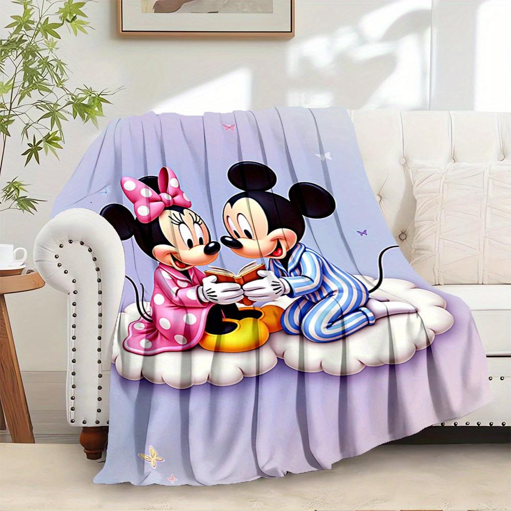 1pc Flannel Minnie Mouse & Mickey Mouse Reading Book Cloud Bedding Throw Blanket Sofa Coverlet Gift Home Decorative