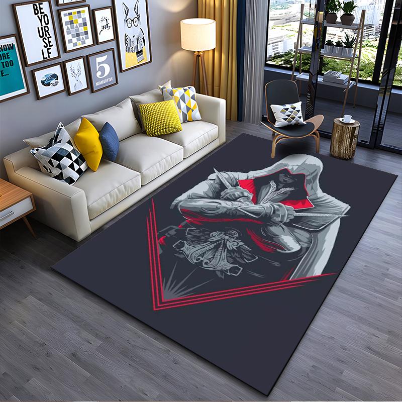 Mysterious Hooded Figure with Blades Rug Non-slip rug suitable for living room and bedroom sofas.