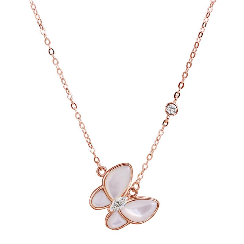 Butterfly Necklace Jewelry Pendant Natural White Fritillary Temperament Versatile Collarbone Chain Female Ins Premium