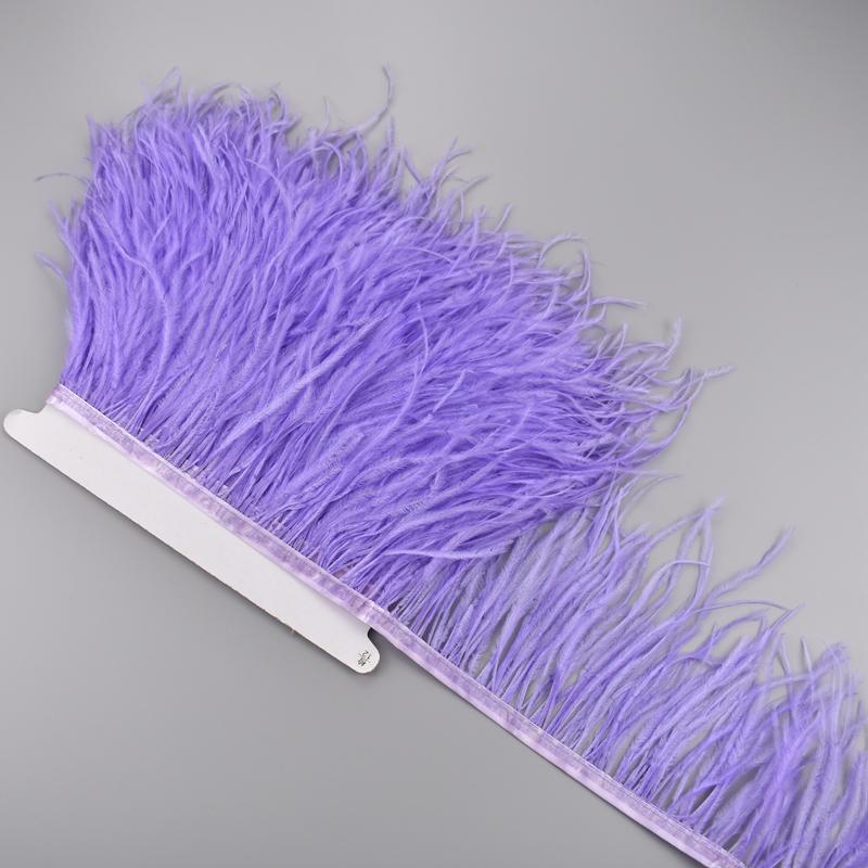 1Meter Colorful Ostrich Feathers On Ribbon Tape 10-15Cm Feather Fabric Tassel Fringe Trim Flecos Sewing Needlework Clothes Decor