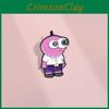 Pink Cartoon Stylish Character Brooch Featuring Big Eyes Fashionable Metal Pin Accessory