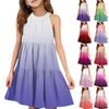 Детское летнее повседневное модное платье без рукавов с круглым вырезом