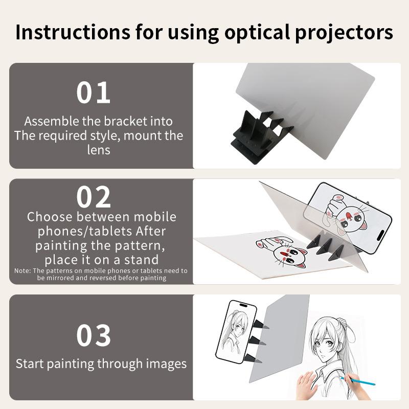 Optical Drawing Board-Suitable For Artists And Beginners,With Reflective Mirror And Adjustable Stand,Suitable For All Season