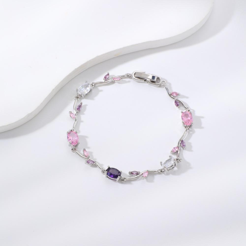 Gold Silver Color Elegant Branch Bangles Luxury Crystal Sparkling Leaf Bracelets Jewelry Gift
