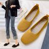 Fashion Women's Ballet Flats Knitting Casual Shoes Slip-on Cute Ballerina Casual Leather Without Heels Comfortable Low Price Shoe New In
