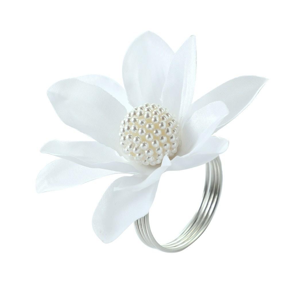 3pcs Chiffon Napkin Holders White Napkin Buckles Vintage Napkin Rings  For Wedding Banquet