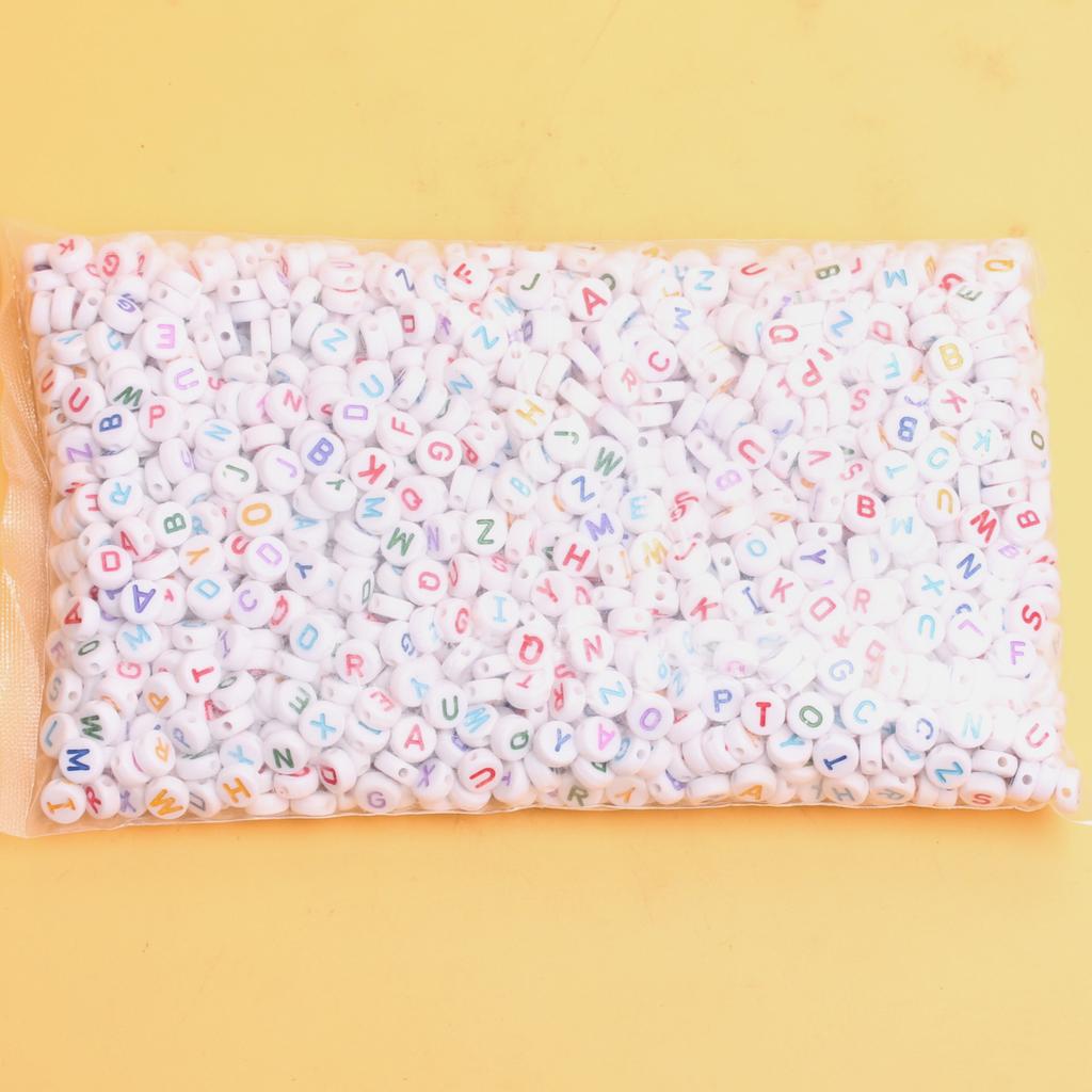 500g About 1420Pcs Acrylic DIY Jewelry Making Loose Beads White 10mm Colorful Letter Accessories Necklace Bracelet Pendant