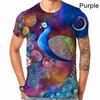 Colorful Peacock 3D Printed Men's Casual Short Sleeved T-shirt Men's T-shirt