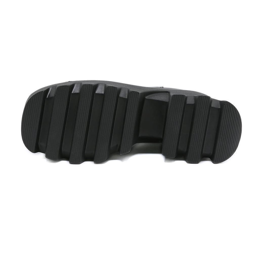 Slip On Women Motorcycle Boots Square High Heels Thick Platform Female Ankle Boots Black Plus Sizes Chelsea Boots Women