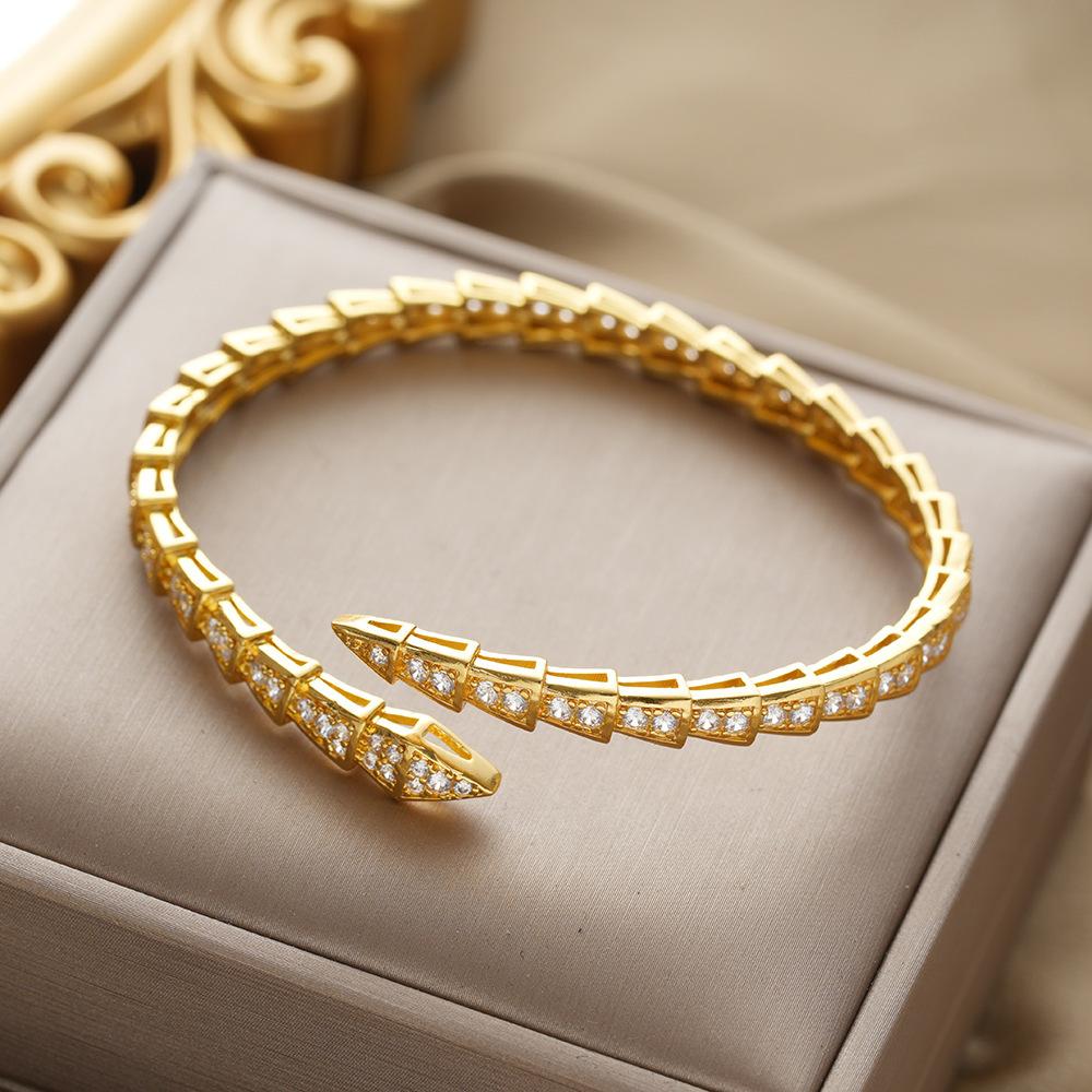 Bracelets with Snake-shaped Openings, Simple and Popular Bracelets Full of Stars, Fashionable and High-end
