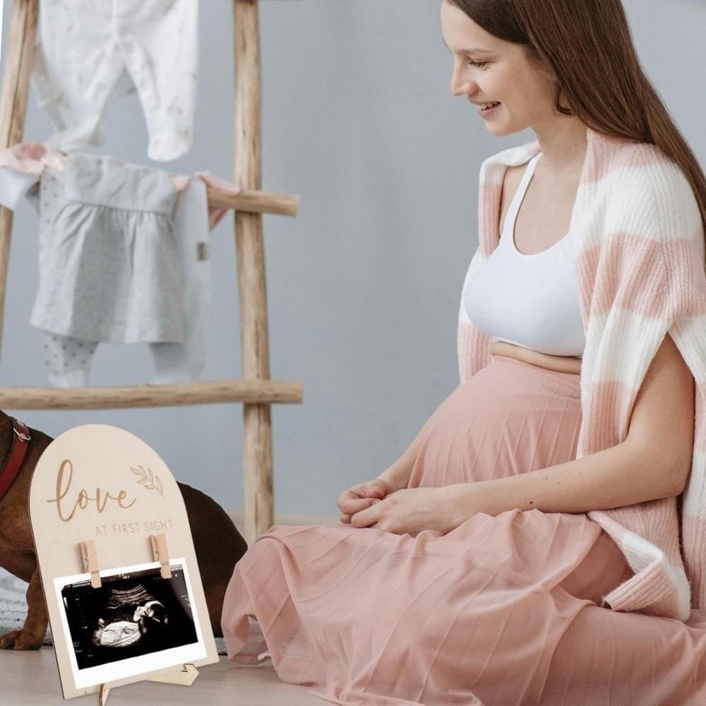 Wooden Stands Sonogram Picture Frame Rustic Pregnancy Gift Frame Newborn Birth