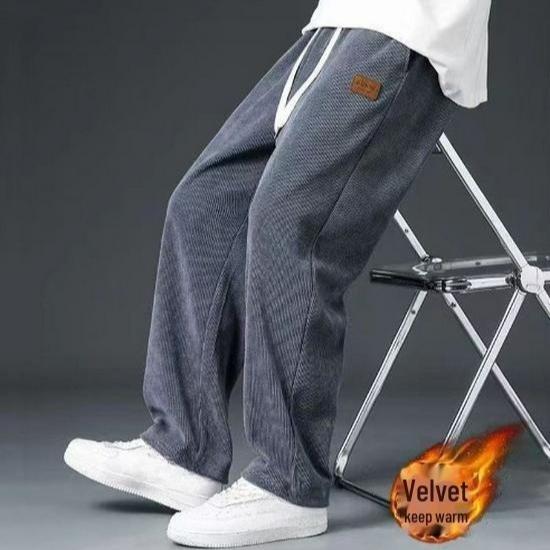 Мужские спортивные штаны из плотного вельвета и бархата — модные, повседневные, свободного кроя для осенних и зимних видов спорта