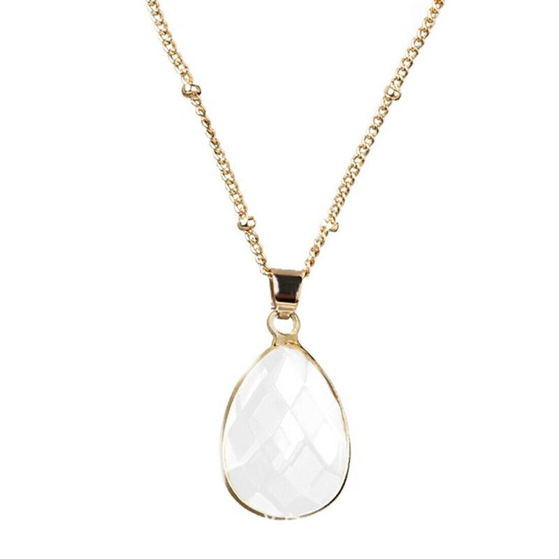 Привет, золотой цвет, каплевидная огранка, многоцветное стеклянное ожерелье с камнем, подвеска, подвеска, каменная цепочка, ювелирные изделия, подарки