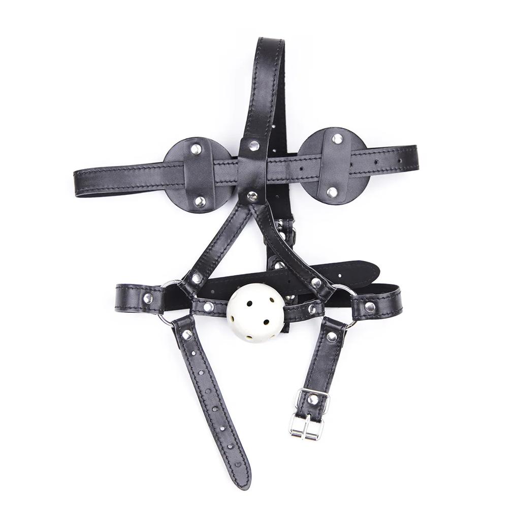 Кожаная маска для бондажа и маска для глаз с рисунком панды – Шарик-кляп, Игрушка для взрослых, Интимная игрушка для пар для чувственного дразнения и сближения