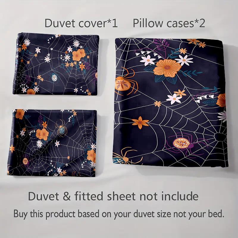 Spiderweb floral design. Bedding Duvet cover sets Duvet covers Pillowcases gifts (1 * Duvet Cover 2 * Pillowcases, without duvet insert)
