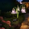 Solar Garden Stake Lights Lily of the Valley Flower Outdoor, Waterproof Lights, Automatic Dusk to Dawn Auto On/Off LED Floral Pathway for Yard