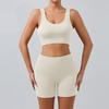 Бесшовный ribbed комплект для тренировок для женщин, состоящий из двух предметов: укороченный топ-майка и шорты с высокой талией, спортивная одежда, наряд для йоги