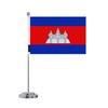 Drapeau De Bureau - Cambodge - 14 X 21 Cm - Polyester - Impression Recto/verso - Acier Inoxydable