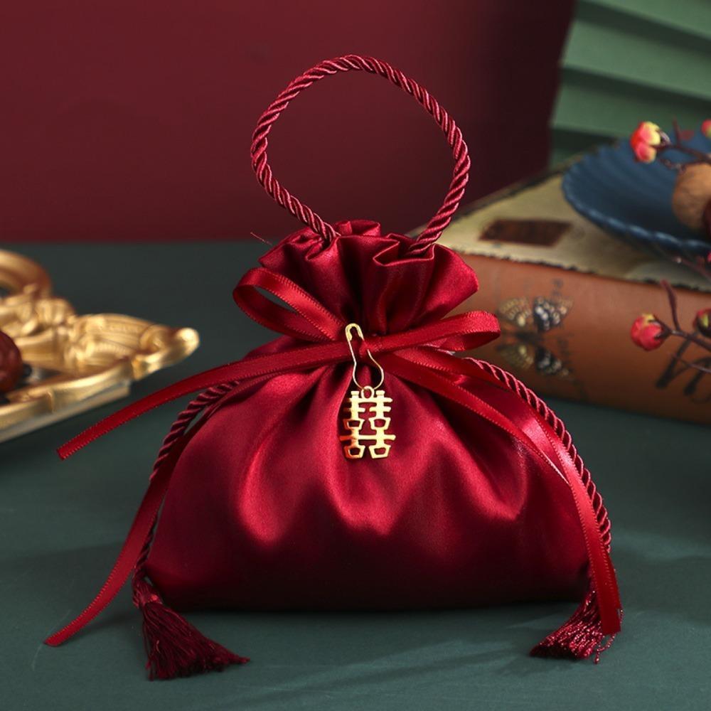 Velvet Sweets Chocolate Packing Bag Red Drawstring Pouch Handbag Wedding Candy Packaging Bags