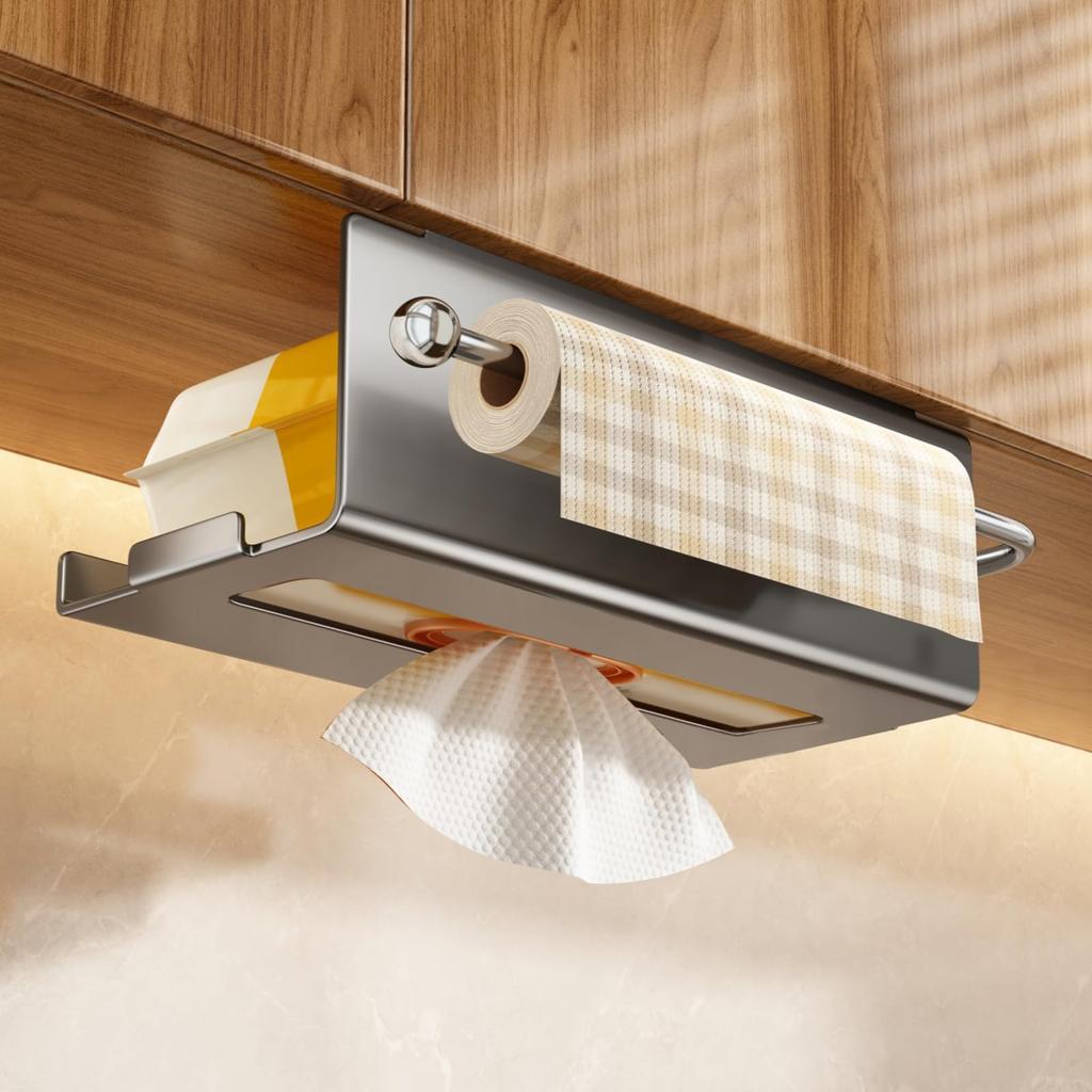 Kitchen Paper Hanging Paper Wrap Waterproof and Roll Paper Kitchen Paper Tissue VOLPONE Wall-Mounted Holder, Holder, Metal, Rustproof, Holder, Stand,