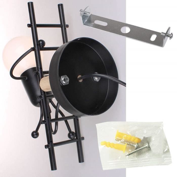 Applique Murale - Noir Vintage - Métal - E27 - 60W - Design Contemporain