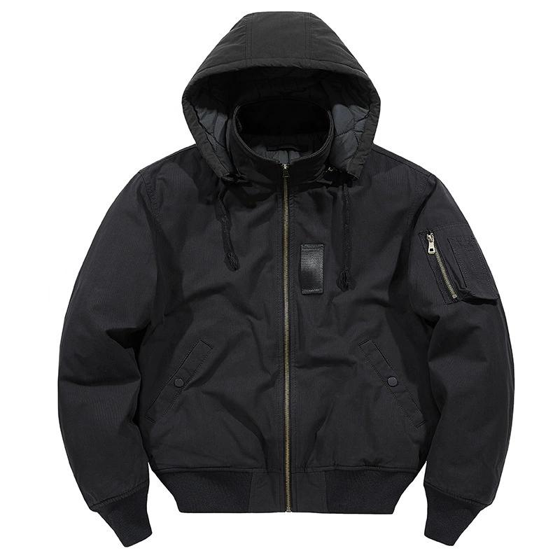 Зимняя куртка из чистого хлопка со съемной шапкой для мужчин, повседневная рабочая одежда, одежда из хлопка, свободный летный костюм, куртка из хлопка для мужчин