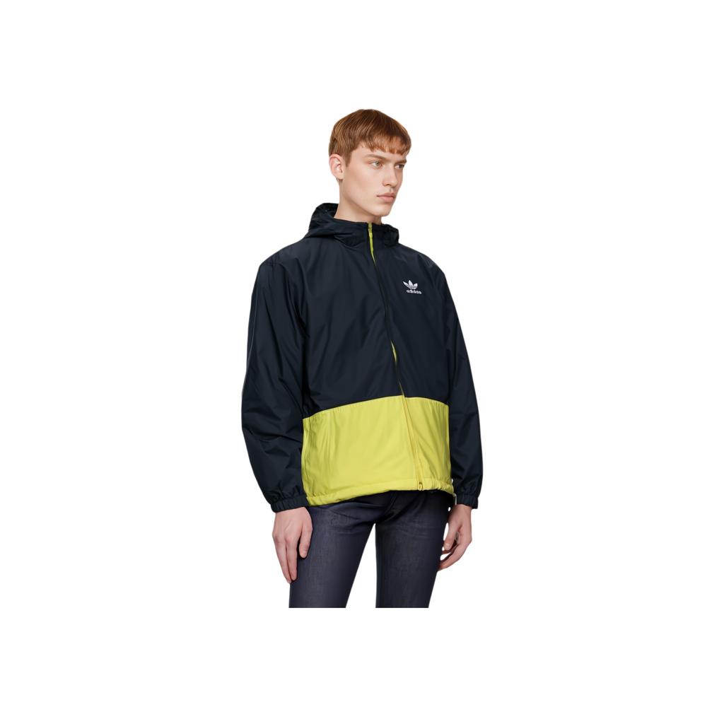 adidas Повседневная спортивная куртка на молнии с капюшоном и длинными рукавами, винтажный воротник-стойка, унисекс, темно-синяя DP8549
