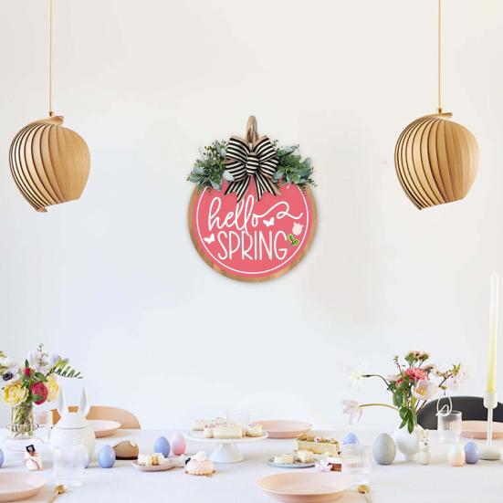 Привет, весна, дверной знак, весеннее украшение, деревянный венок, входная дверь, приветственный знак для фермерского дома, крыльца, внутреннего и наружного декора