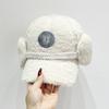 Imitation Lamb Wool Baseball Cap Girls Winter Thickened Warm Ear Protection Hat Versatile Letter Soft Plush Caps Solid Color