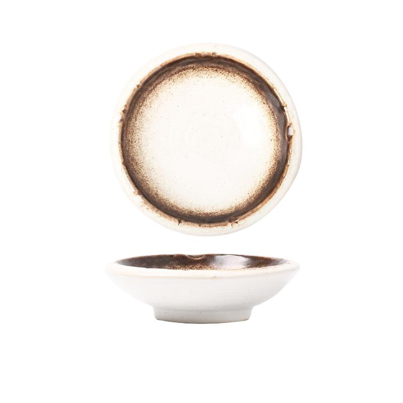 Round Saucer Japanese Dish Household Creative Soy Sauce Dish Vinegar Dish Dipping Tableware Japanese Side Dish Dish
