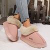 Anti-slip Thick Plush Snow Boots Women Faux Suede Platform Fur Winter Boots Woman Slip On Warm Cotton Padded Shoes Female 45