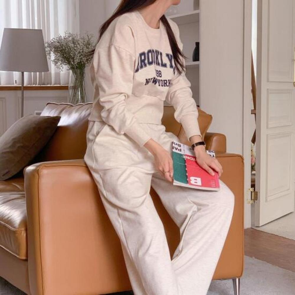 New Arrivals Open Run Women Round Neck Ribbed Sweatshirt Long Sleeve Two Piece