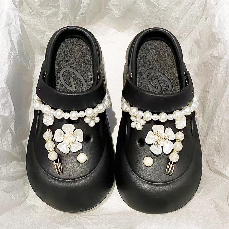 Подвеска для обуви Crocs DIY Vintage Pearl Metal Five Leaf Flower Украшения для обуви Пряжка для Croc Подвески Аксессуары для обуви с отверстиями