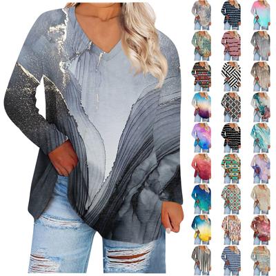 Женская свободная и удобная футболка с длинными рукавами и круглым вырезом, повседневная