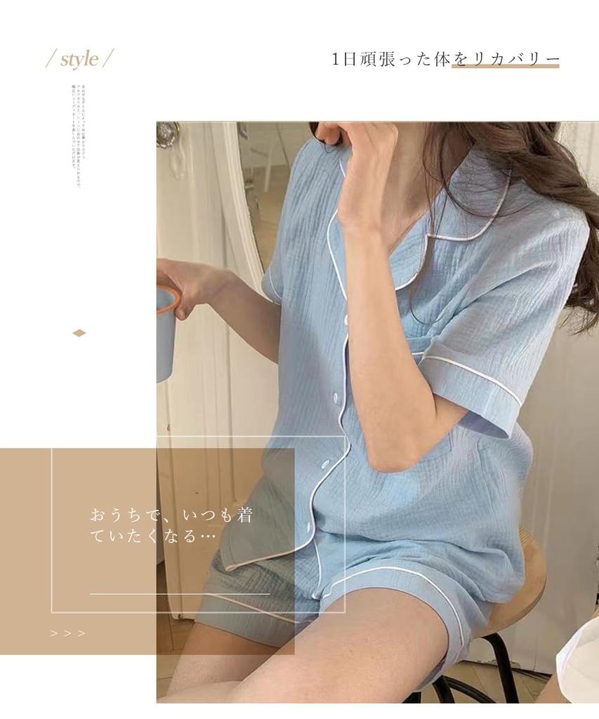 Детская пижама с коротким рукавом, топ и низ, утягивающая, большого размера [EnagmourCheripo] Женская пижама, хлопок, домашняя одежда, топ, шорты, комплект, набор, пуговицы,