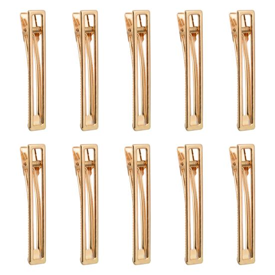 10Pcs Women Hairpins Non-fading Gloss Geometric Duck-bill Clips Anti-slip Non-falling Hollow Out Metal Openwork for Daily Wear