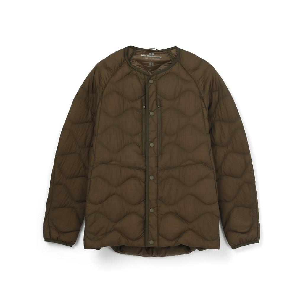 Uniqlo X White Mountaineering Совместная работа Премиум Легкая Свободный крой Стеганая пуховая куртка Унисекс верхняя одежда Оливковый 442562-56