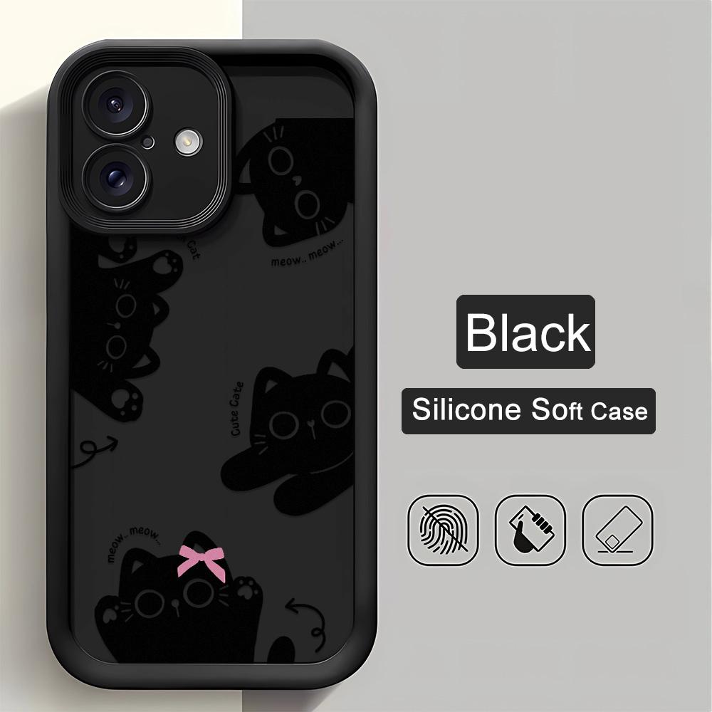 Милый мультяшный кот Чехол для телефона iPhone 15 Pro Max 11 12 13 16 14 Plus Силиконовый противоударный чехол Защитная крышка для объектива