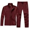 YSENTO Training Jersey Long Drawstring Wine Size L Men's Set, Stand-Up Collar, Full-Zip Top, Sleeves, Pants, Sweat-Wicking, Quick-Drying, Red,