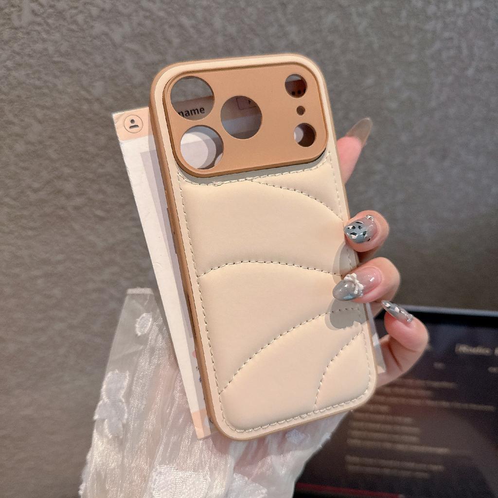 Чехол для iPhone 17 Pro Дизайн пуховика Покрытие из ПУ-кожи ТПУ Задняя крышка телефона