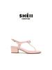 Su Yinyin Has the Same Xiaoxiangfeng Camellia Bow Toe Sandals, Soft Leather Versatile One-word Belt Flat Shoes, Women's Summer