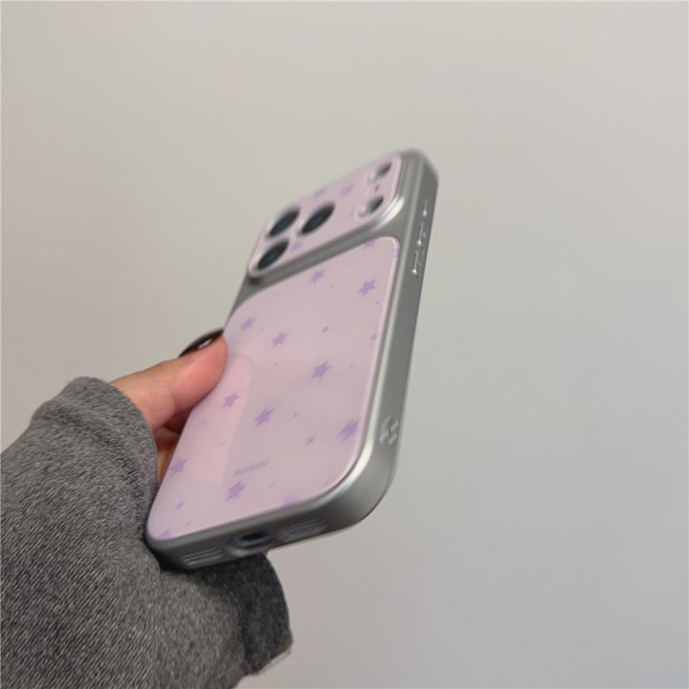 Светло-фиолетовый чехол со звездами для iPhone 17Pro - Ударопрочный, стильный корейский дизайн для iPhone 14/15/16PM/17Pro